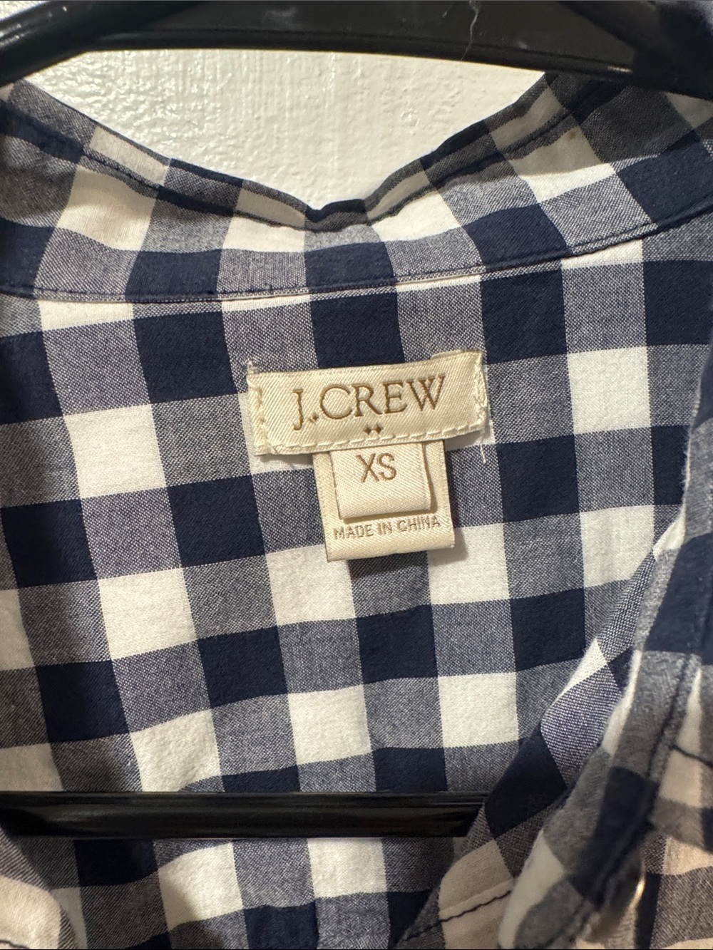 J. Crew Navy and White Gingham Button-Down Shirt-xs - Picture 2 of 4
